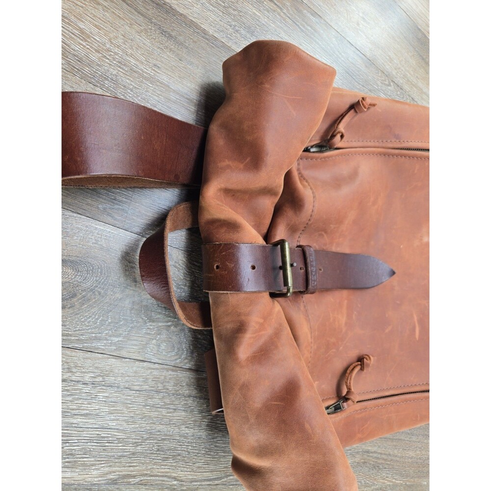 Kruk Garage Highway Backpack SE032 Men's L Cognac Brown Leather Roll Top - Picture 10 of 16